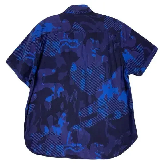 nwot ROBERT GRAHAM Shirt XL Classic-Fit Short-Sl Curve-Hem Stretch Cotton